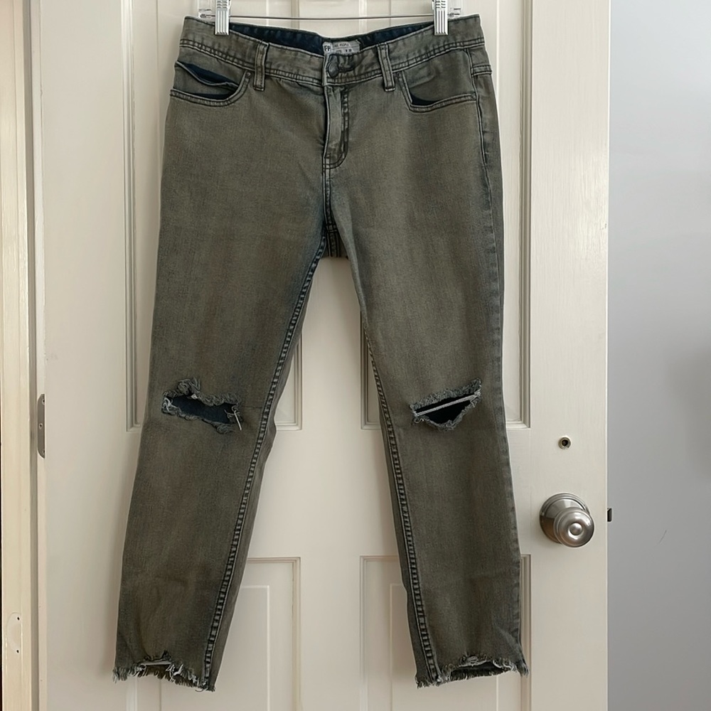 Free People Army Green Denim Jeans W 30